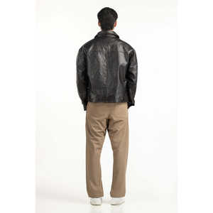 Veste en cuir d'agneau véritable décontractée avec col montant et fermeture éclair, taille XS, coupe classique pour la saison automnale - Product Image 2