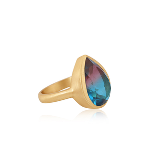 Bio Alexandrite doulet ควอตซ์อัญมณีชุดวงแหวนผู้ผลิตทอง18K เครื่องประดับแหวนทองเหลืองแฟชั่นชุบทอง - Product Image 3