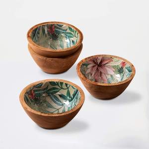 Tazón para Servir Ensaladas Decorativo Moderno, Hecho a Mano con Madera de Mango Ecológica, Acabado Natural, Diseños Prisma al por Mayor - Product Image 6