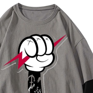 Camiseta de manga larga con estampado personalizado de doble capa para hombre, camiseta informal de gran tamaño con cuello redondo 2 en 1, camisetas de manga doble - Product Image 4