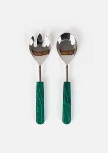 Concessionnaire professionnel de l'ensemble de service de salade à poignée ronde en marbre de conception durable - Product Image 2