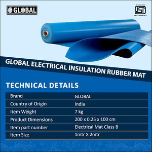 Alfombrilla de goma de aislamiento eléctrico azul Global Premium 11KV Clase B 1 Mtr X 2 Mtr 2,5mm de espesor 1 pieza/lámina aislante - Product Image 3