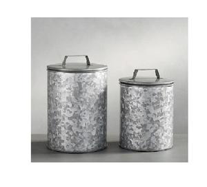 Récipient de stockage en métal de conception de finition antique de lavage blanc avec des couvercles - Product Image 5