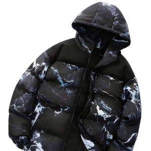 Top Trending Men's High Quality Winter Bubble Puffer Down Jacket Streetwear Ligero e impermeable Decoración de piel de cuero - Product Image 1