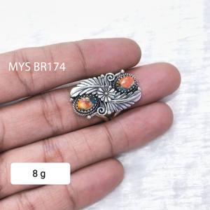 Anillos de Plata de Ley 925 con Turquesa y Cobre, Diseño Artesanal Clásico, Precio de Mayoreo - Product Image 1