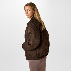 Casual <b>Women</b> Bomber <b>Jacket</b> With Ribbed Cuffs And Full Front Zip For Daily Wear <b>Women</b> Bomber <b>Jacket</b> - Product Image 4