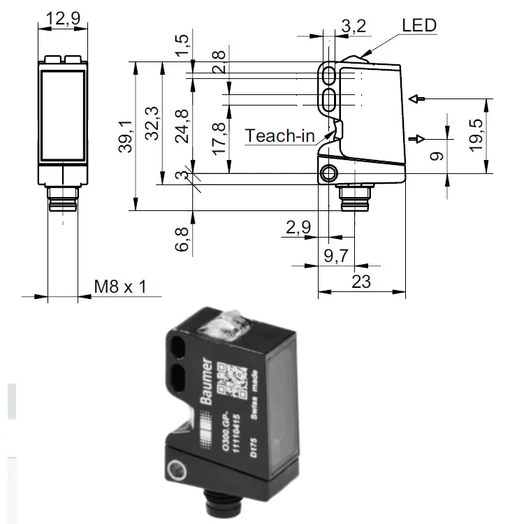 Baumerバックグラウンド抑制ミニチュア拡散光電センサーO300.GR IO-LINK防水スイッチ