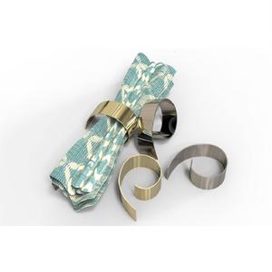 Anneaux de serviette géométriques modernes en acier inoxydable, dorés et argentés, porte-serviettes métalliques de luxe pour hôtel, mariage et restaurant. - Product Image 3