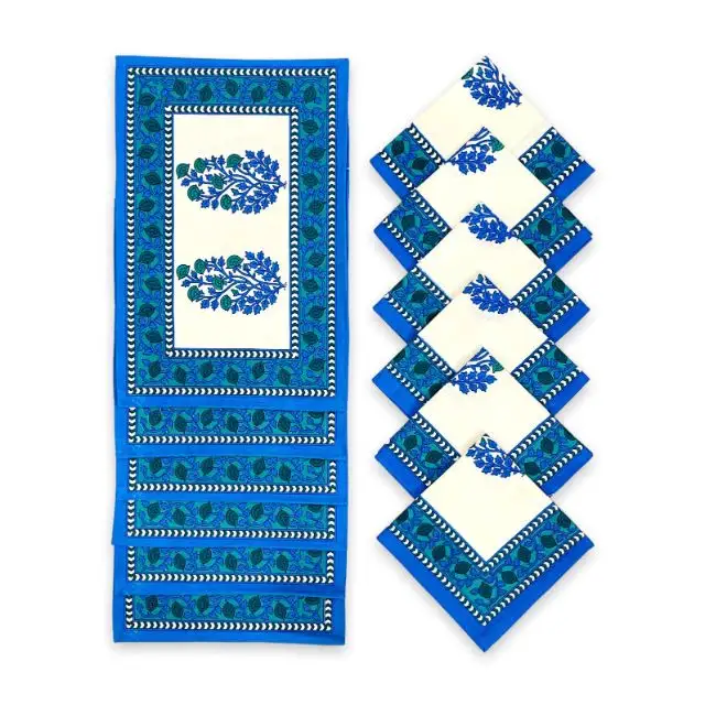 Indian Handcrafted Hand Block Printed Mats Set of 6 Placemats And Napkins Set Table Decor Cotton Mats And Linen Napkins