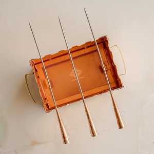 Brochetas de Cobre para Barbacoa 3 y 4 en 1 para Asar Pollo, Paneer, Tikka, para Acampar al Aire Libre con Cesta para Parrilla - Product Image 3