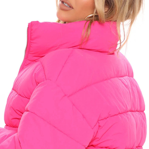 Chaquetas acolchadas cálidas de invierno para mujer, abrigo de algodón con cremallera sólida, cortavientos, decoración bordada, diseño impreso, lona de punto - Product Image 6