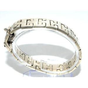 Braccialetto con chiave in argento Sterling 925 Taxco fatto a mano e gioielli a maglie pesanti - Product Image 4