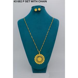 Gold Plated Designer Dubai Jewelry Pendant Chain African Bridal Necklace Saudi Arabia <b>for</b> <b>Women</b> Wedding Jewelry Pendant <b>set</b> - Product Image 6