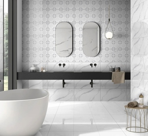 Azulejos de porcelana rectificados Pure White 12x24 de alta densidad, resistentes al agua, para diseño moderno de cocinas y baños. - Product Image 5