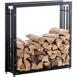 Porte-bûches en métal fini noir Porte-bûches de cheminée durable Porte-bûches de bois de chauffage de qualité exclusive - Product Image 2