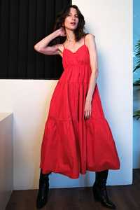 Robe longue de plage d'été pour femmes Robe d'été décontractée sans manches Robe fluide à dos en V de couleur unie Robe Maxi Boho à bretelles réglables - Product Image 2