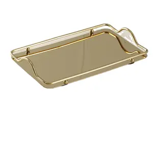 New Style Shiny Polished Tabletop Decorative Stainless Steel Gold Finishing Serving Tray Serving Drinks and Snacks