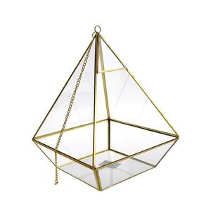 แจกันแก้วคุณภาพสูงสำหรับเก็บพืชเทอราเรียมแก้วใสกรอบโลหะชุบทองสำหรับบ้านและโรงแรม - Product Image 1