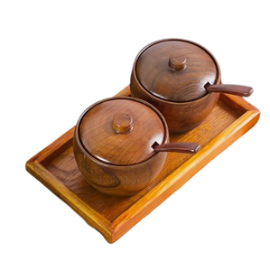 Juego de Azucareros redondos mejor valorados con tapa Tazones de sal y pimienta de madera marrón elegantes Diseño moderno y elegante - Product Image 3