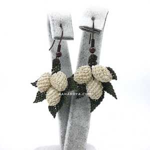 <b>White</b> Needle <b>Lace</b> Grape Fashion Earrings - Product Image 1