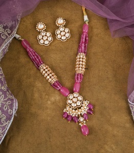 Beautiful High Quality Designer <b>Gold</b> Plated Moissanite Look Necklace <b>Set</b> With <b>Earrings</b> Women Traditional Wedding Wear Collection - Product Image 2