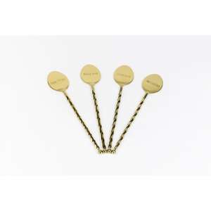 Juego de Cucharas para Mezclar con Acabado Dorado, Accesorios para Bar, Juego de 4 Cucharas de Acero Inoxidable para Mezclar Cócteles, Certificadas para Contacto con Alimentos - Product Image 1