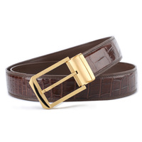 Nouvelle ceinture pour homme de haute qualité, boucle à ardillon, ceinture en cuir véritable, ceintures en crocodile pour homme