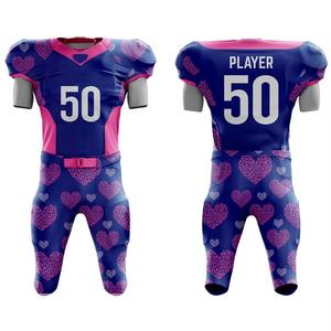 Ensemble d'uniformes de football américain sublimé avec impression du nom et du numéro du joueur |   Maillot et pantalon de football personnalisés, vente en gros OEM - Product Image 1