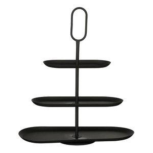 Estante de exhibición de 2 niveles de calidad superior, decoración de vajilla de Metal redonda, soporte multiusos de color negro con asa - Product Image 5