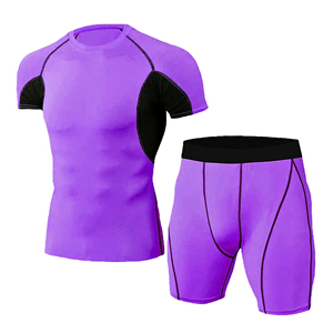 Ensemble de rashguard de compression MMA pour hommes - Logo frontal extensible en spandex/polyester, séchage rapide et respirant - Product Image 3