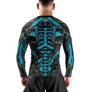 Rashguard d'entraînement MMA à manches courtes, tissu extensible respirant, écologique, séchage rapide, spandex/polyester, logo personnalisé, BJJ, arts martiaux - Product Image 3