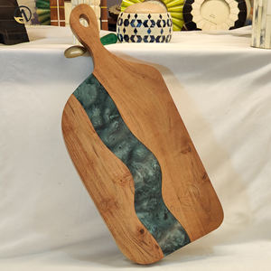 Planche à découper ronde en bois de manguier conçue sur mesure avec incrustation de résine Bloc à découper en bois d'acacia pour la cuisine et l'hôtel - Product Image 5