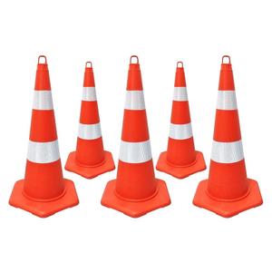 Ensemble de 5 cônes de signalisation en PVC haute visibilité avec bande réfléchissante 75 cm, barrière de circulation pour la sécurité routière - Product Image 2