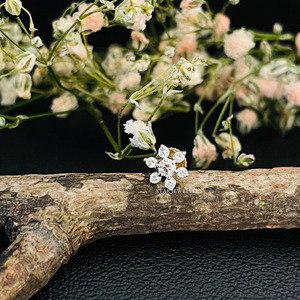 14K Solid Natural <b>Diamond</b> Flower <b>Stud</b> for <b>Nose</b> & Ear Piercing Fine Jewelry. - Product Image 3