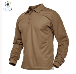 INDEX APPAREL <b>Men's</b> Dark <b>Green</b> Long Sleeve <b>Polo</b> <b>Shirt</b> Knitted Solid Color Casual Button Down Regular Fit Cotton - Product Image 2