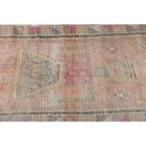 2.8x13.3 ft Rug, Turkish Rug, Vintage <b>Brown</b> <b>Wool</b> Patchwork Rug - Product Image 4