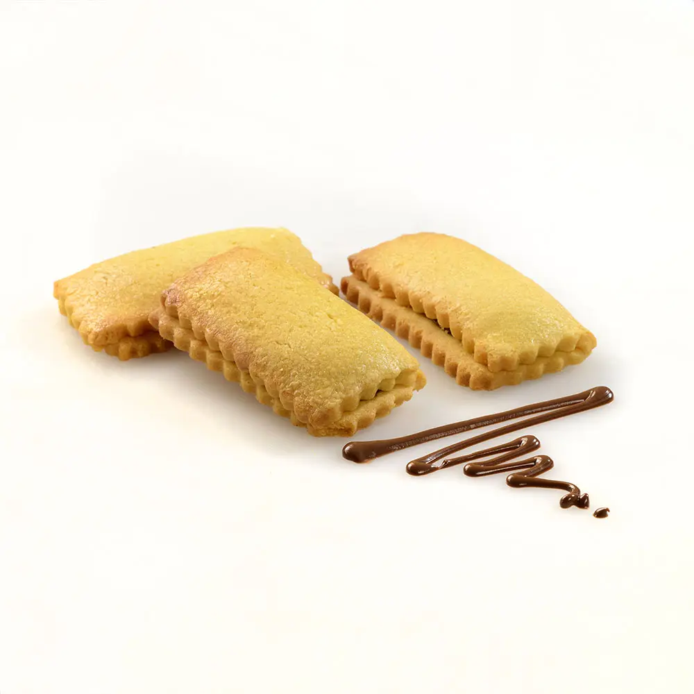 High quality handmade Italian biscuits - soft and crumbly - Shortbread cookies with gianduja chocolate cream Butter Biscuits