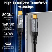 Cable de Datos Thunderbolt 5 de 1m, 16K, 80Gbps, USB 4 Tipo-C, Super Velocidad, Almacenamiento de Datos, Video, Carga Rápida, Extensión
