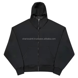 Personalizado francés Terry en blanco recortada fabricantes de ropa de peso pesado de gran tamaño térmico hombres gota hombro boxy 400 GSM Sudadera con capucha - Product Image 1