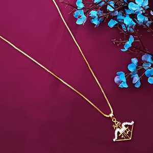 Ensemble collier pendentif arc et flèche plaqué or avec chaîne, bijoux CZ porte-bonheur spirituel indien, cadeau pour hommes et femmes, fournisseur - Product Image 2