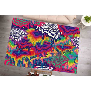 Tapis psychédélique coloré : Tapis d'appoint moderne antidérapant, tapis fin non tissé - Product Image 4