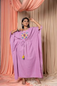 Kaftan de diseñador para mujer con algodón bordado, recién llegado, traje de moda de manga larga, ropa tejida informal para la playa, cintura Natural - Product Image 3