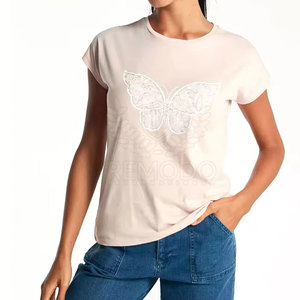 Camiseta Moderna para Mujer con Estampado Puff, 100% Algodón, Logotipo Personalizado Disponible, Transpirable, de Secado Rápido, Precio de Fábrica - Product Image 1