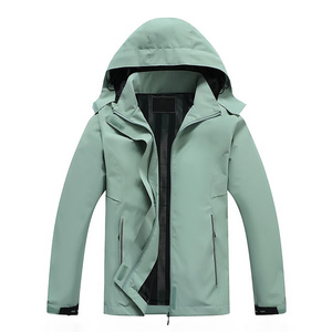 Gran oferta, chaqueta impermeable a la moda para mujer con capucha desmontable, chaqueta cortavientos Softshell ligera para exteriores - Product Image 4