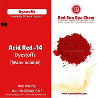Rojo Ácido 14 (C.I.) 14720) por RED SUN DYE CHEM - Grado 100% Puro con Empaque de Tamaño Personalizado para las Industrias Textil y del Cuero