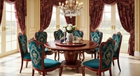 Ensemble de table à manger royale de luxe, fabrication directe d'usine, 6 chaises en velours violet, bois massif sculpté, design antique européen, pour la maison ou l'hôtel