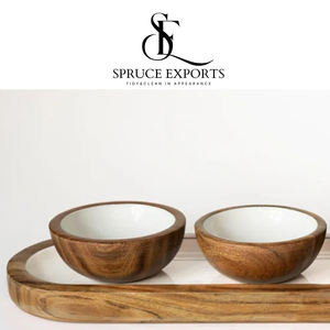 Best-seller Plateau de service moderne ovale en bois 3 bols en émail blanc pour Diwali Ramadan Mariage Décoration intérieure Service multifonctionnel - Product Image 6