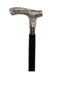 ไม้เท้าพรีเมี่ยมสไตล์วินเทจดีไซน์เนอร์แฮนด์เมดด้ามจับสีเงินไม้เท้าขนาด36นิ้วของของขวัญ - Product Image 1