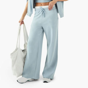 Pantalons de survêtement pour femmes en gros, personnalisés, d'hiver, taille haute, en dentelle, couleur unie, en polaire, de haute qualité, coupe régulière, taille élastique, style hip-hop - Product Image 5