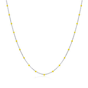 Collier chaîne pour femme en argent sterling 925 turc fait main, design émail jaune tendance, bijoux en gros - Product Image 4